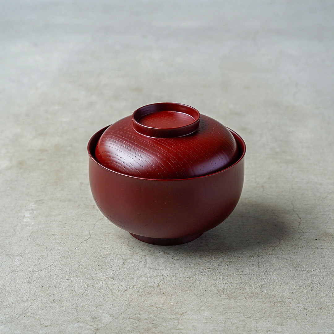 土直漆器×アメノイエ 蓋付椀 古代朱