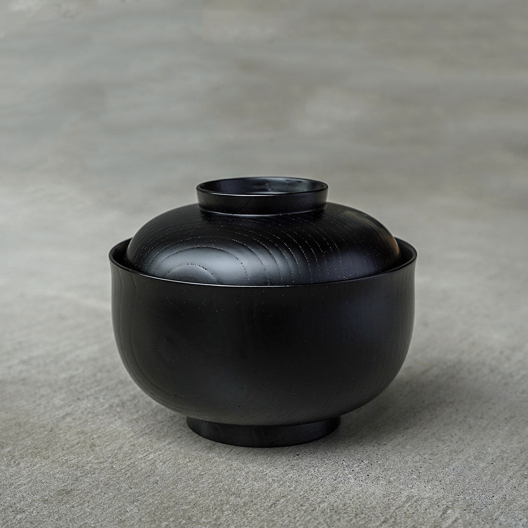 Hinao Lacquerware x Amenoiye Lidded Bowl Black