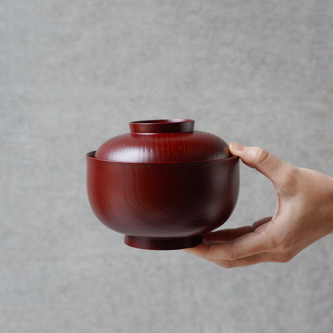 土直漆器×アメノイエ 蓋付椀 古代朱