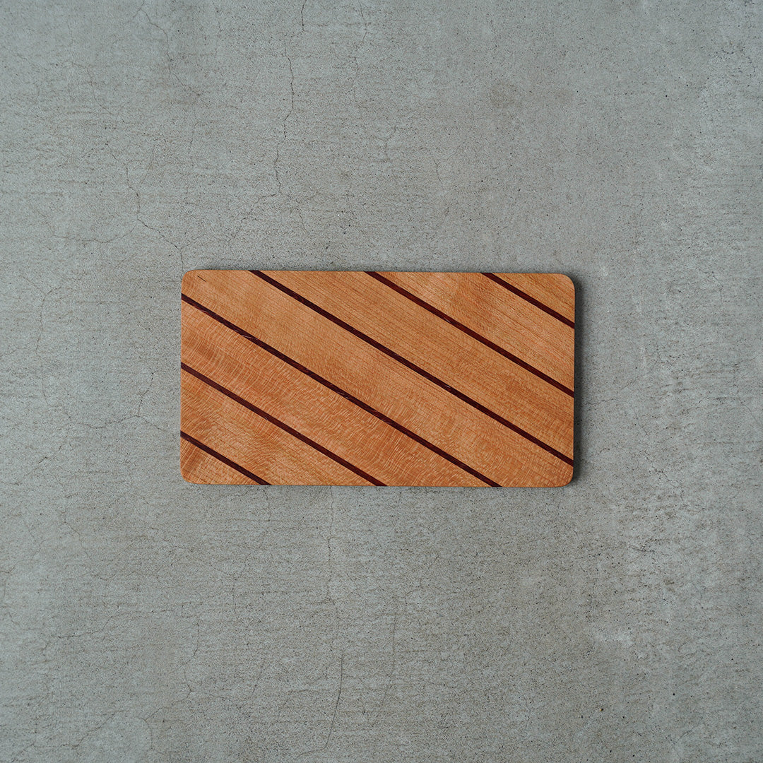 Hiroyuki Watanabe Parquetry Tray - Regimental Stripe (Cherry/Padauk, Glass Coating)