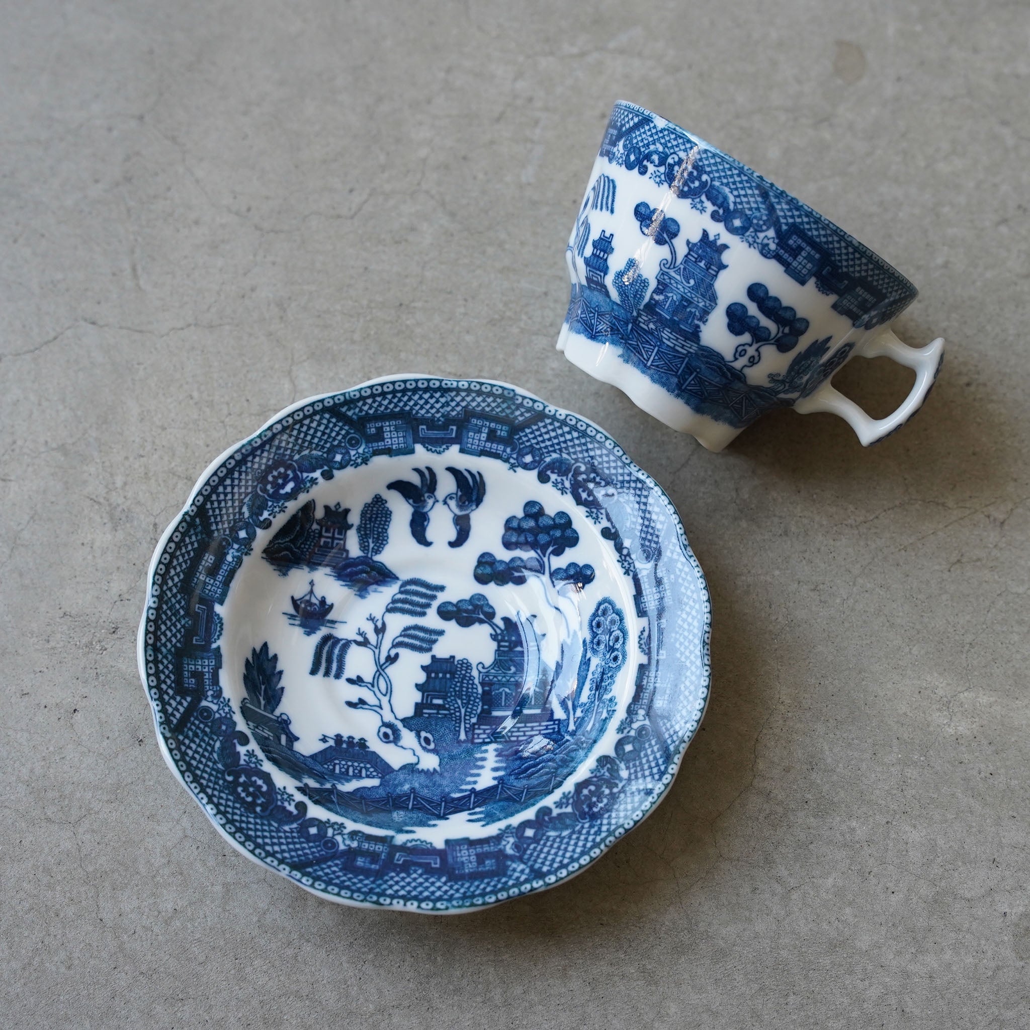 Blue Willow Cup & Saucer Set of 2