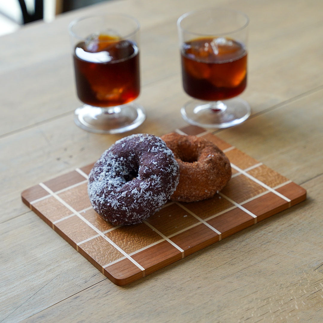 Hiroyuki Watanabe Parquetry Tray - Windowpane L (Cherry/Maple, Glass Coating)