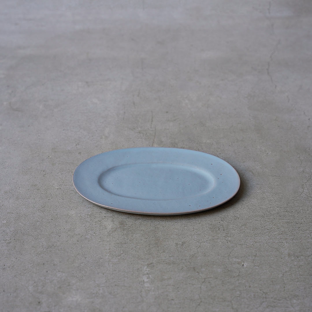 marais / Mare oval plate, small, blue, red clay