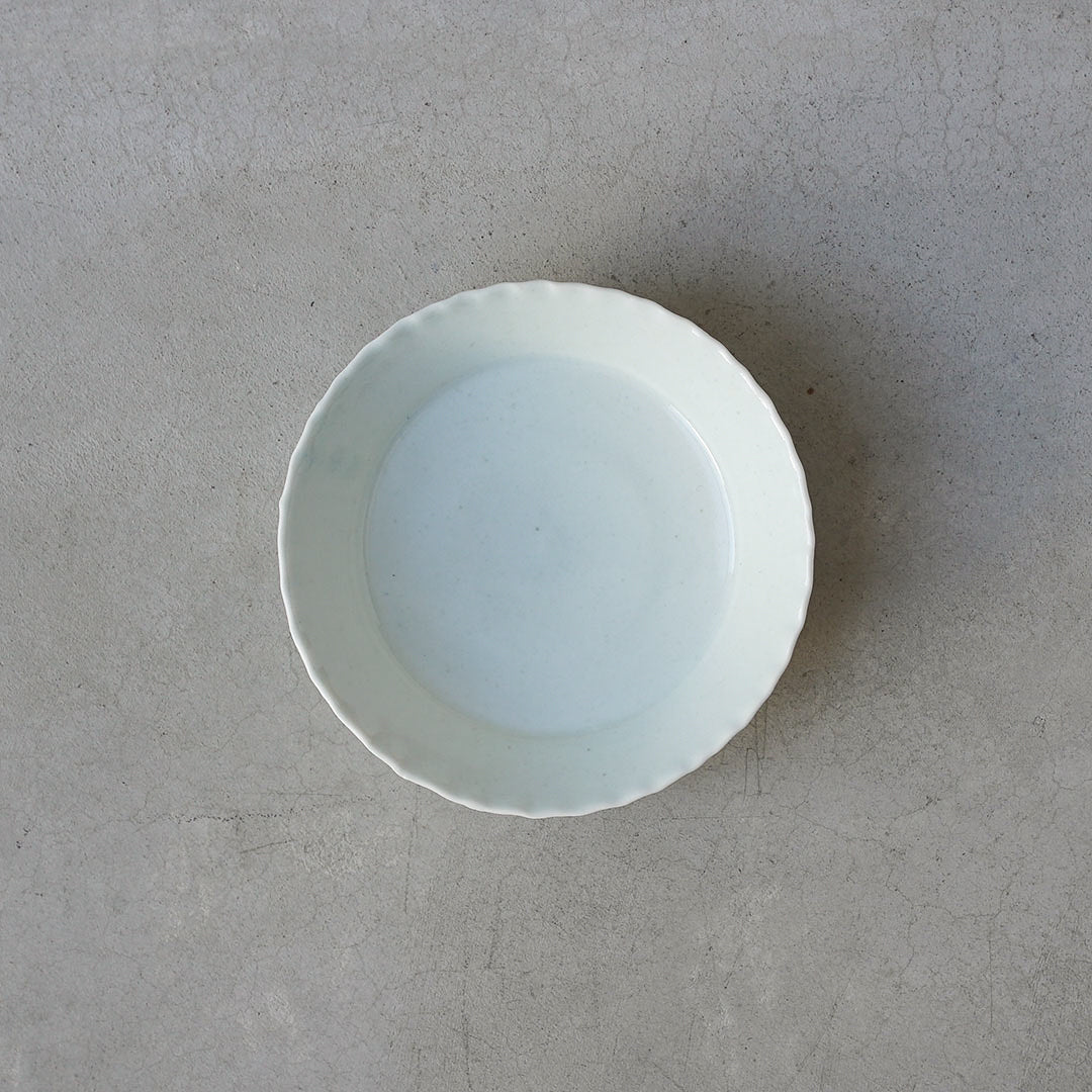 White porcelain fluted 5-inch serving bowl