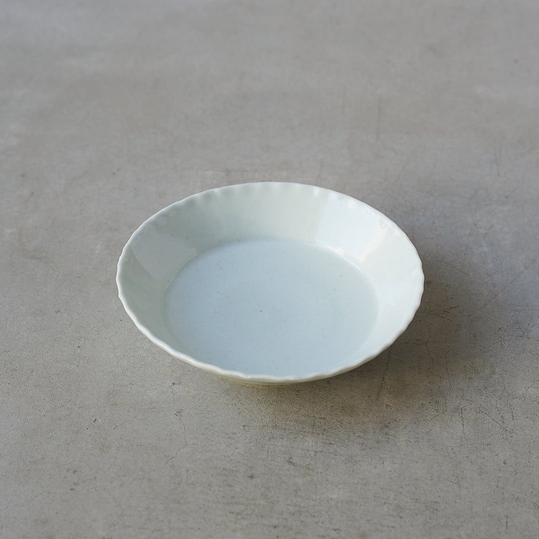 White porcelain fluted 5-inch serving bowl