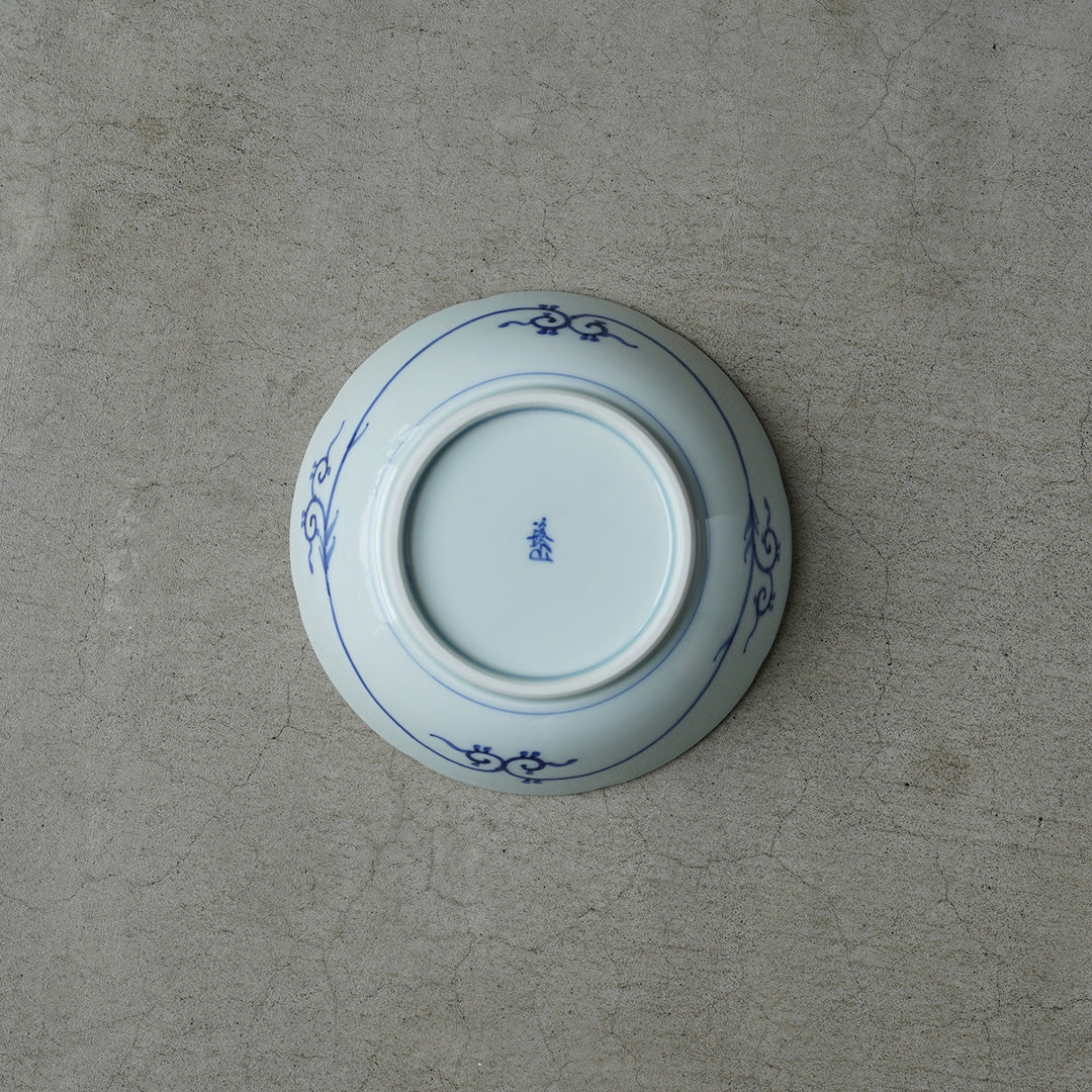 渓山窯 染付蛸唐草松竹梅5寸鉢(なます皿)