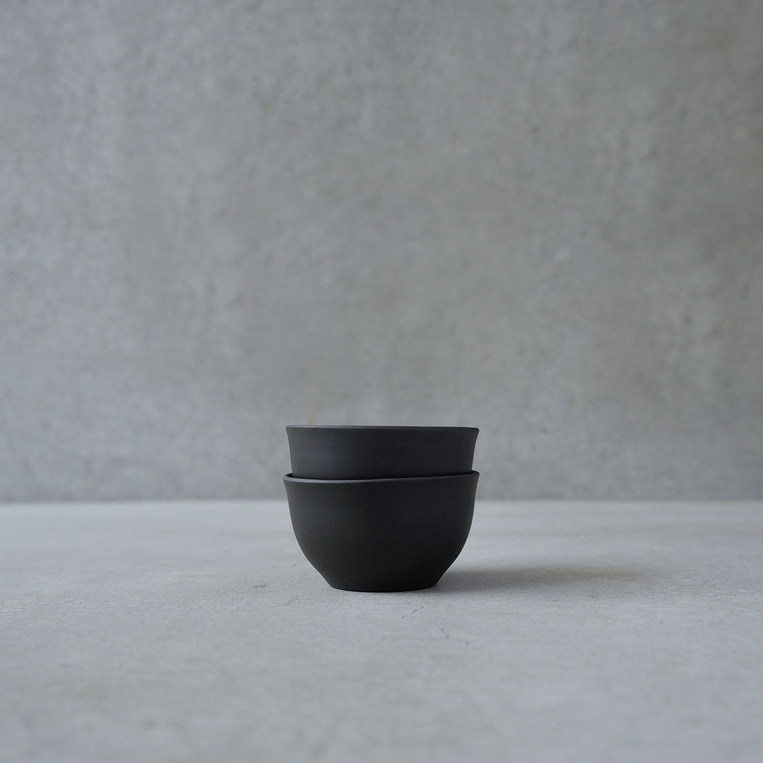 Modern Tokoname-yaki Teacups - JINSUI "iroiro" 07 Black | Set of 2