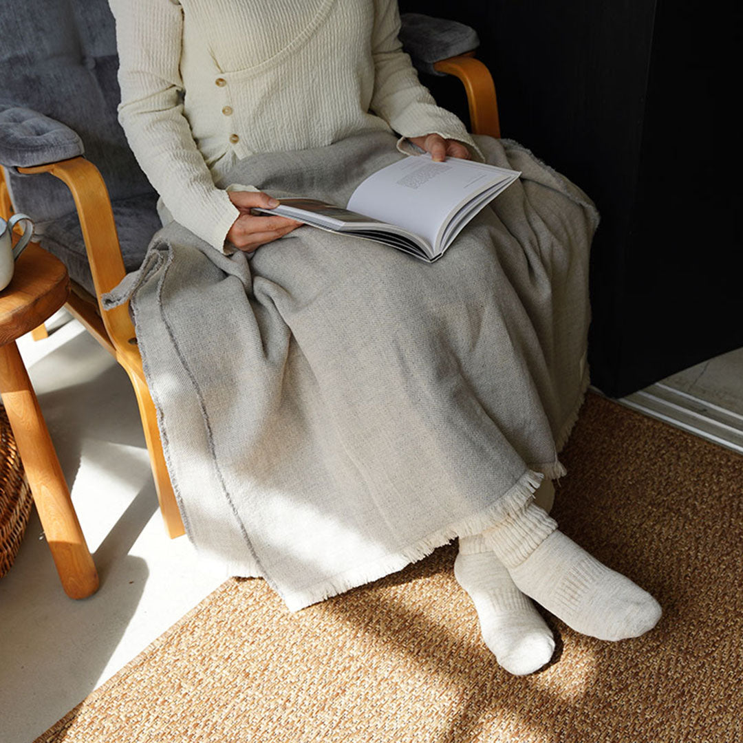 kontex コットンウールブランケット ライトグレー