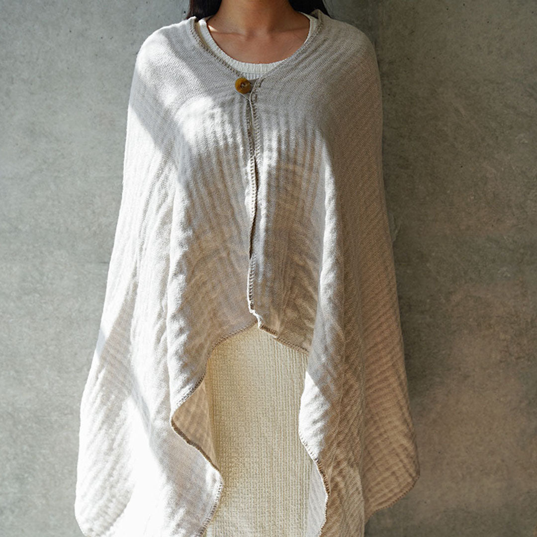 kontex 洗えるウールの3重ガーゼブランケット ベージュ