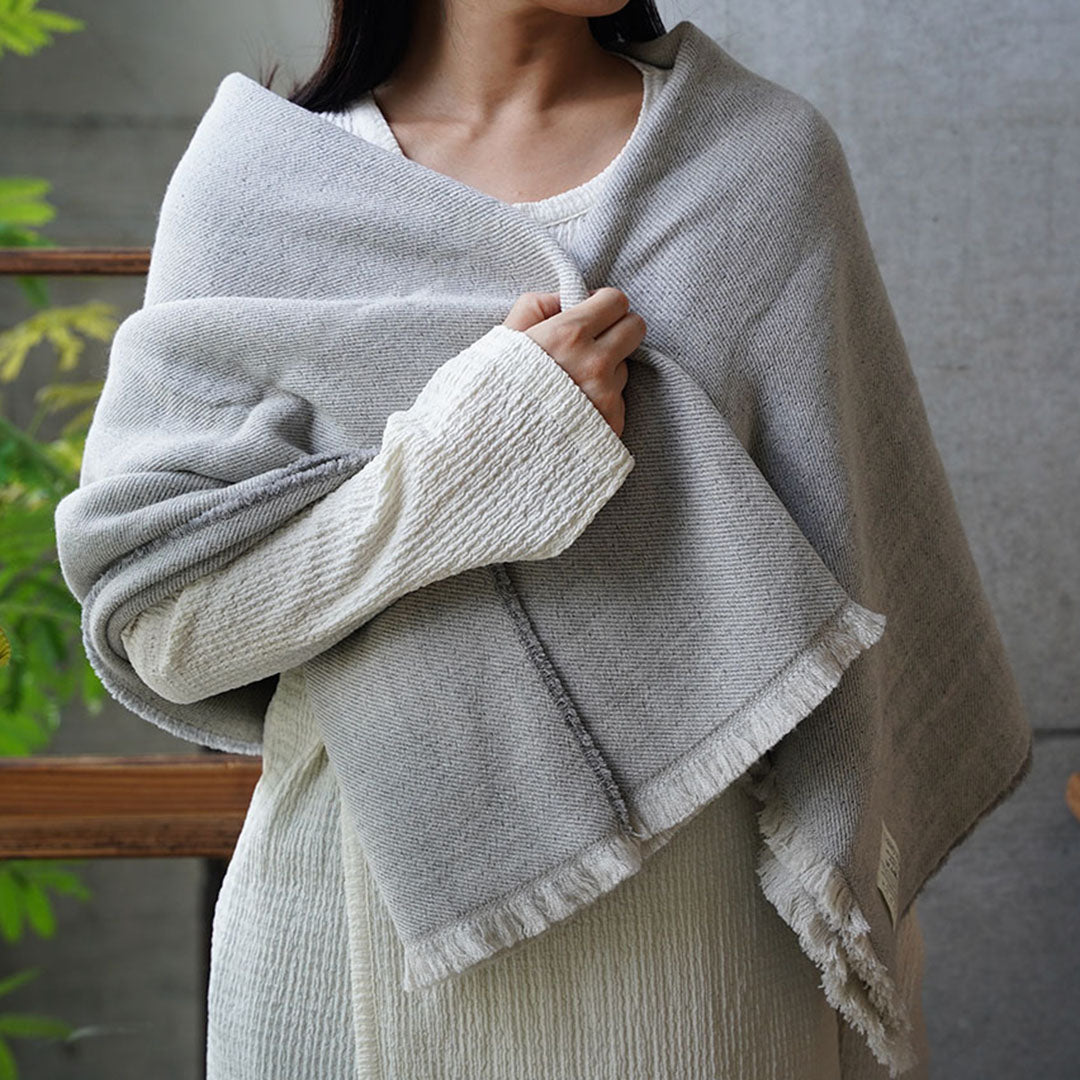 kontex コットンウールブランケット ライトグレー