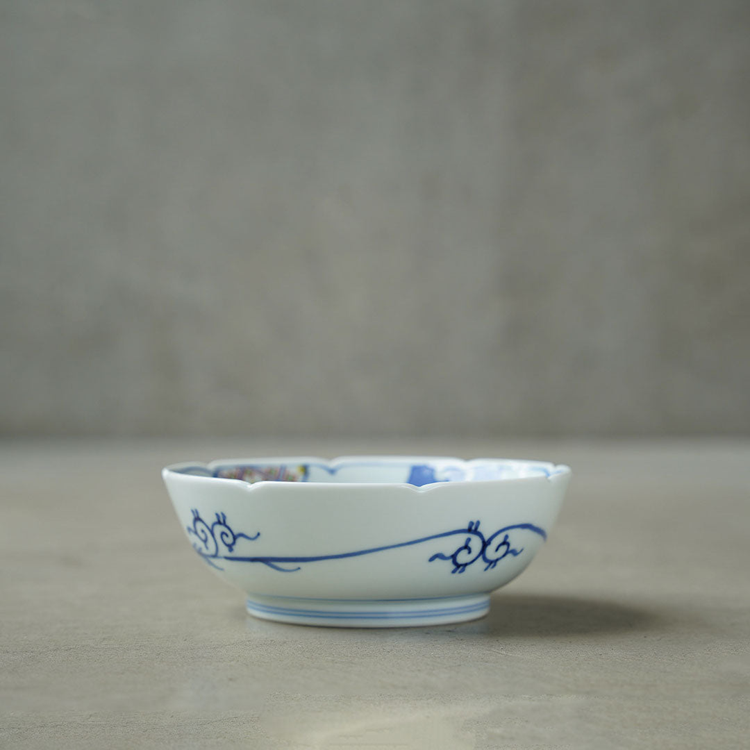 渓山窯 染錦捻祥瑞5寸鉢(なます皿)