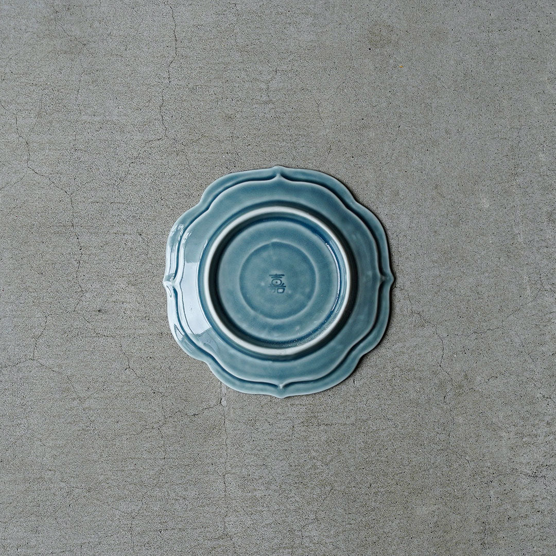 嘉泉窯 瑠璃地四稜四寸半小皿