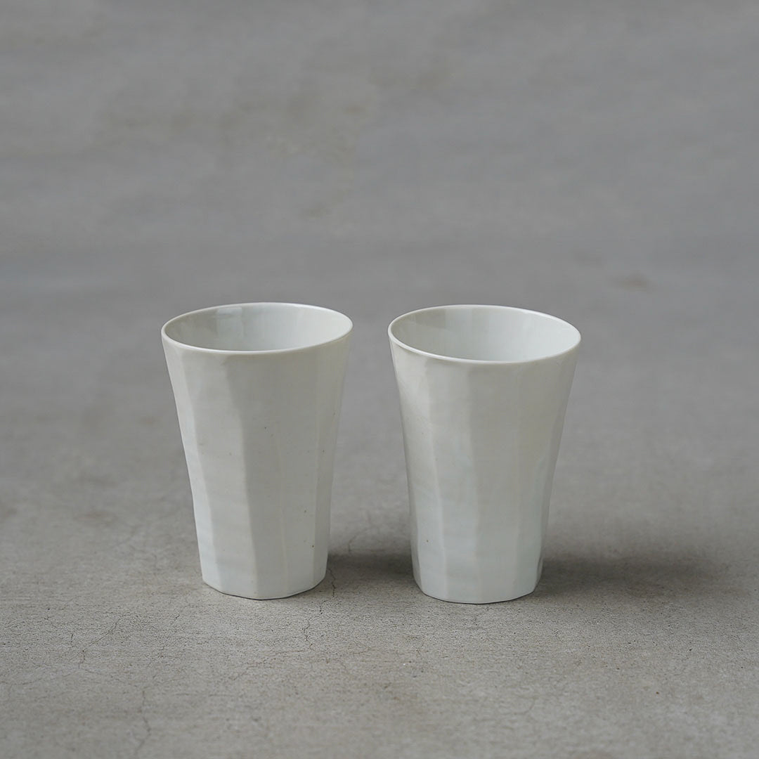 Kasen Kiln White Porcelain Twisted Carved Cup
