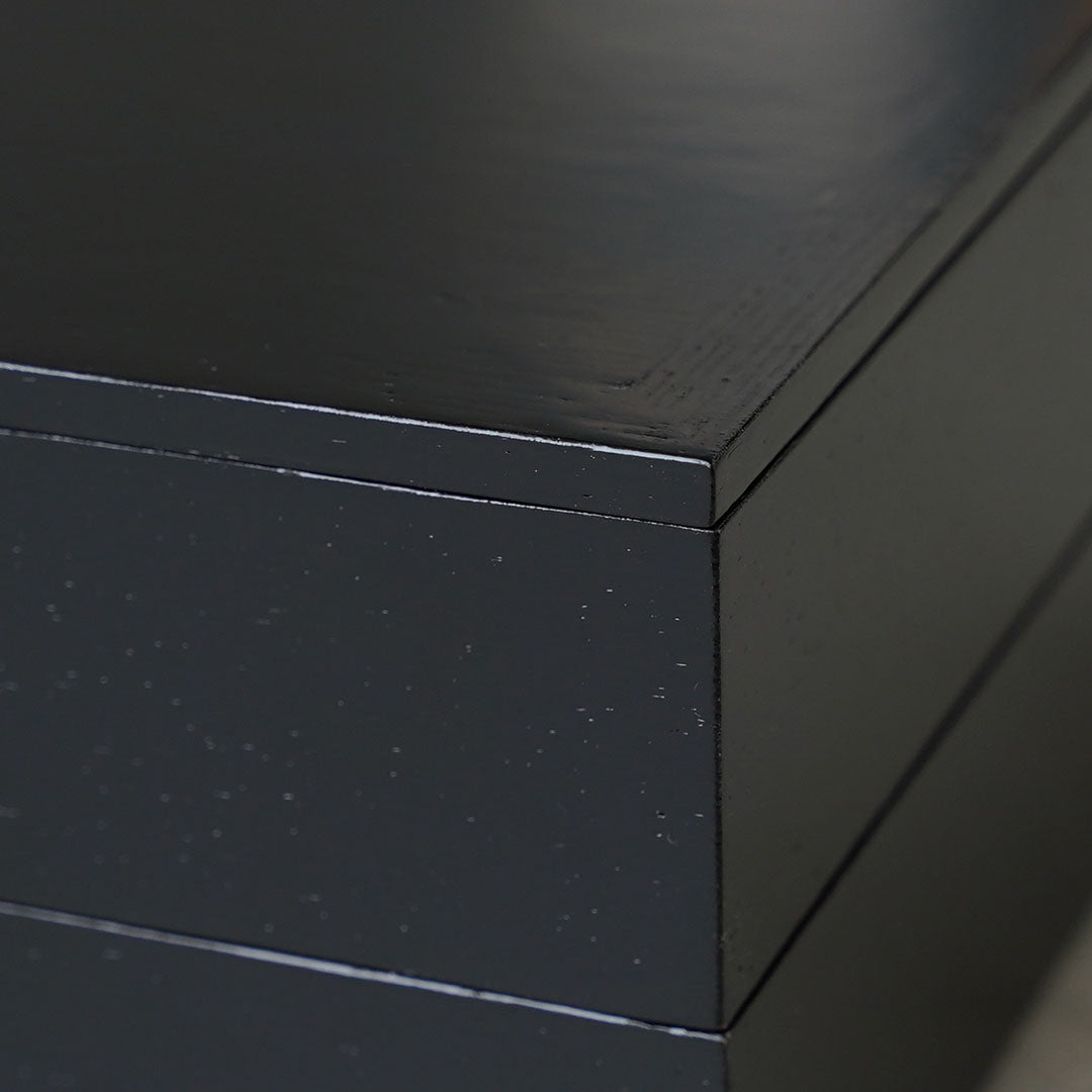Hinao Lacquerware x Amenoiye Jubako (tiered box) 150x150mm, 2-tier, Black