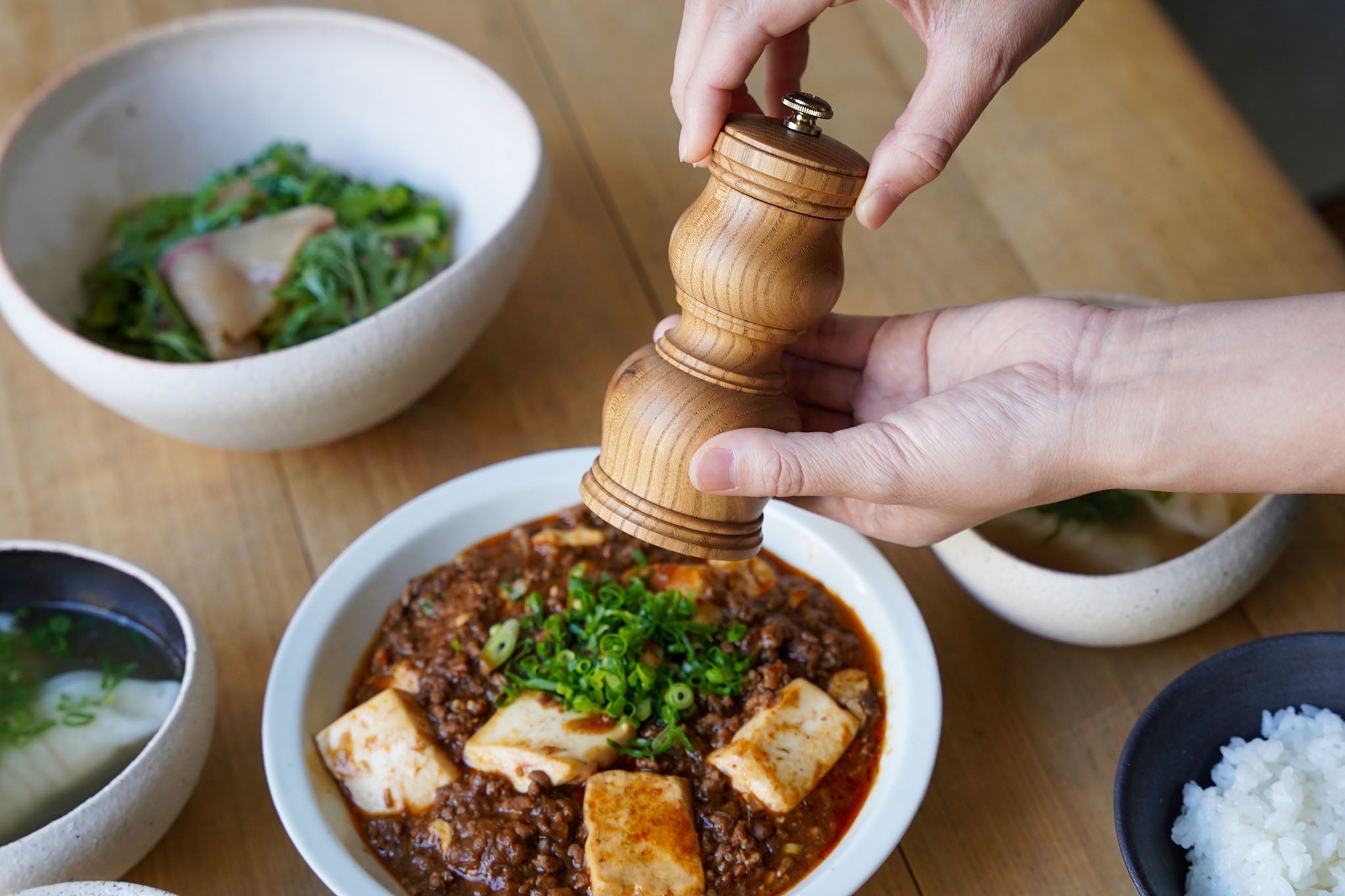 愛用のミルと、中華ランチ