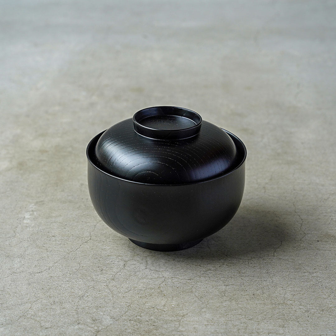 Hinao Lacquerware x Amenoiye Lidded Bowl Black