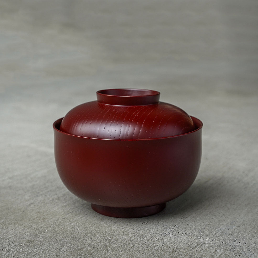 土直漆器×アメノイエ 蓋付椀 古代朱
