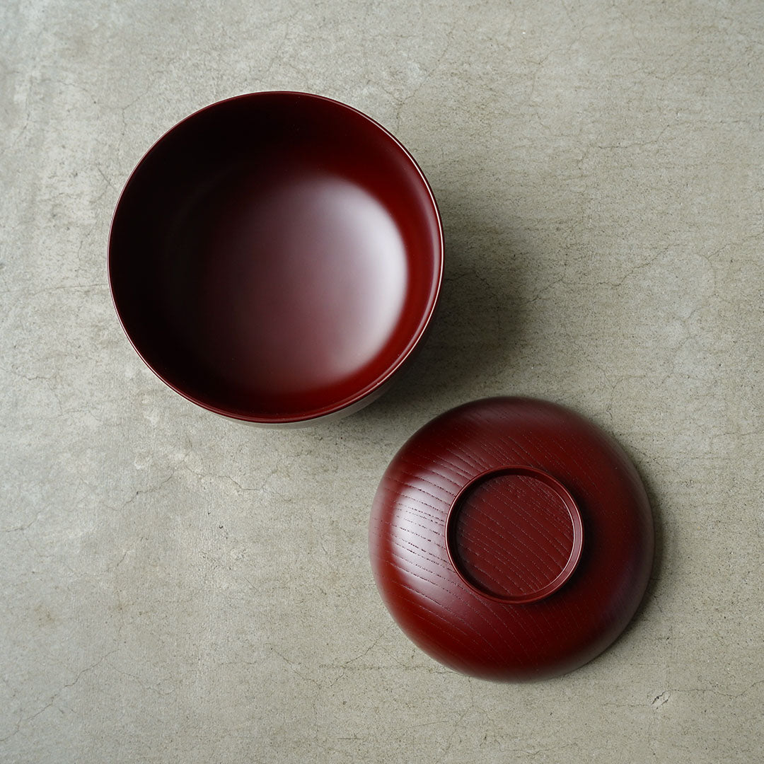土直漆器×アメノイエ 蓋付椀 古代朱
