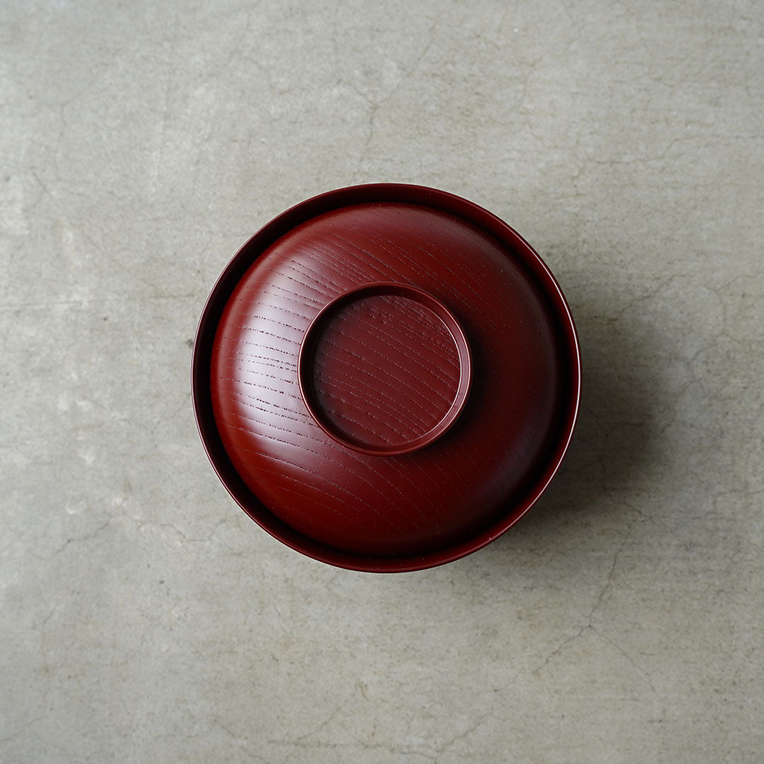 土直漆器×アメノイエ 蓋付椀 古代朱