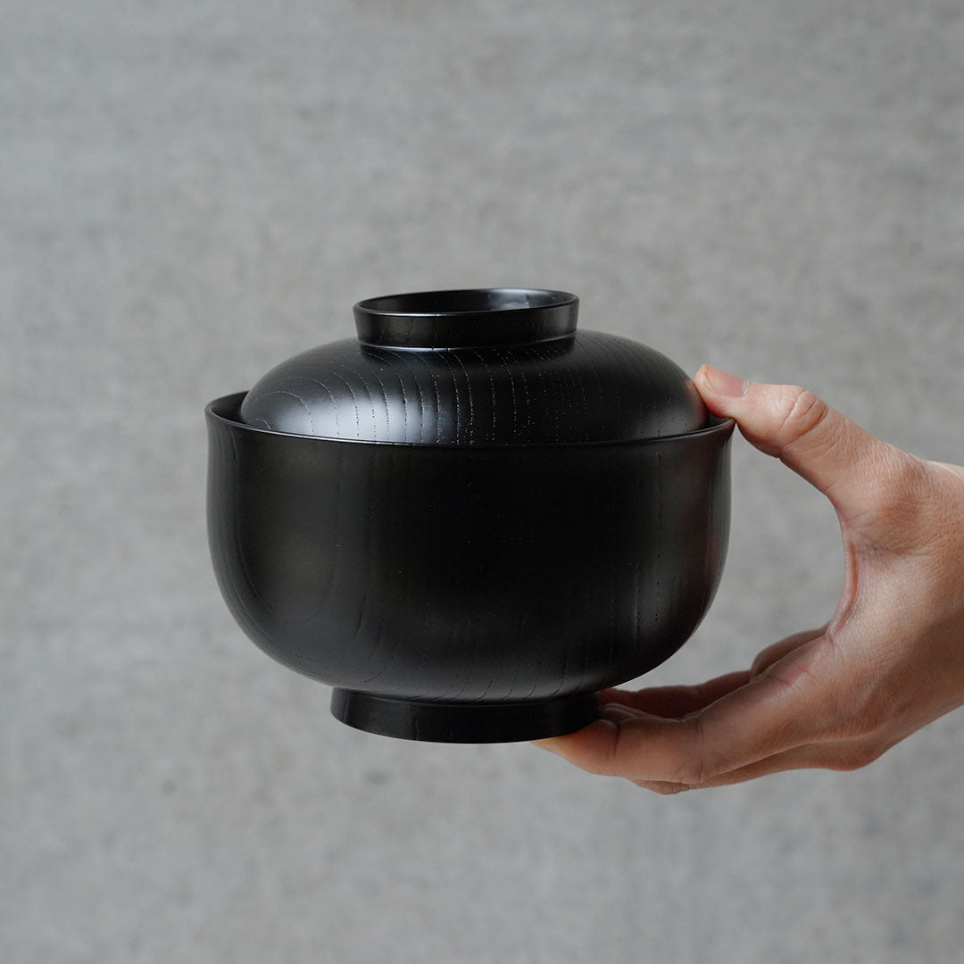 Hinao Lacquerware x Amenoiye Lidded Bowl Black