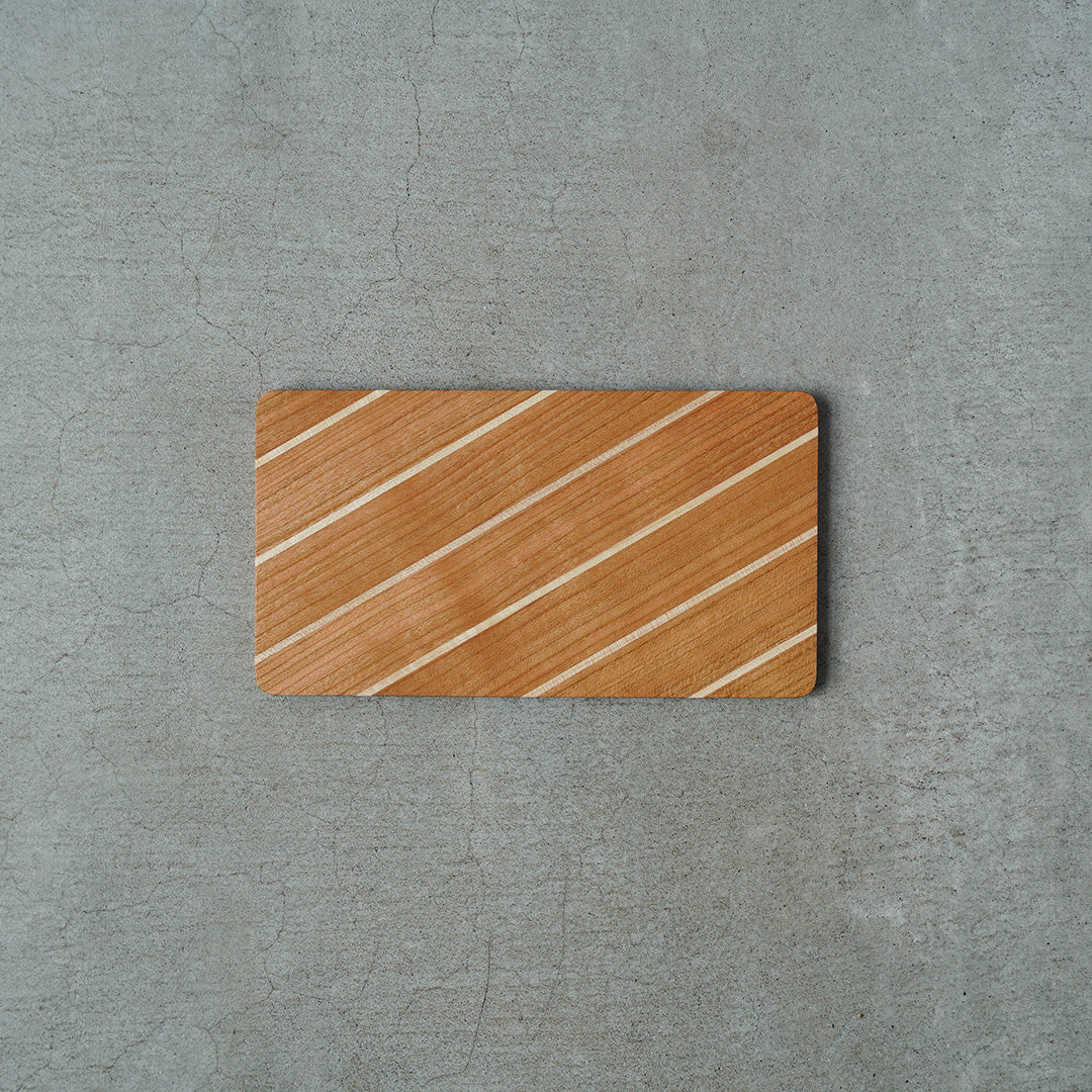 Hiroyuki Watanabe Parquetry Tray, Regimental Stripe (Cherry/Maple, Glass Coating)