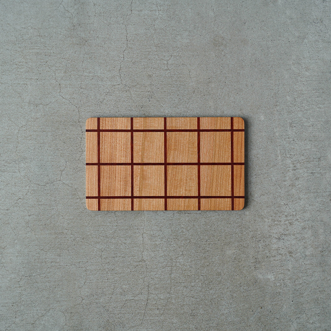 WATANABE Hiroyuki Marquetry Tray - Windowpane M (Cherry/Padauk/Glass Paint)