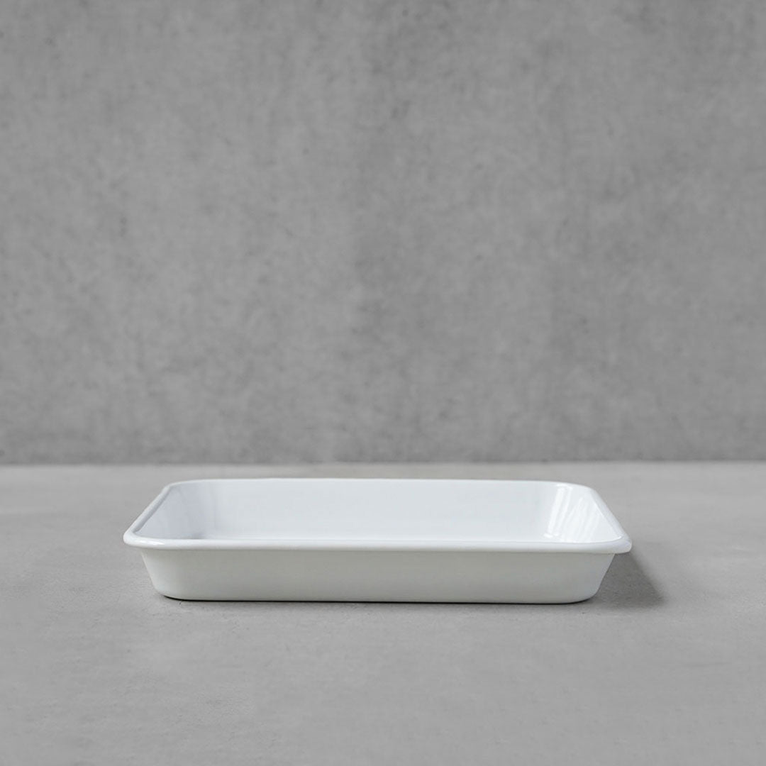 Noda Horo Enamel Baking Tray (White) 21-Count