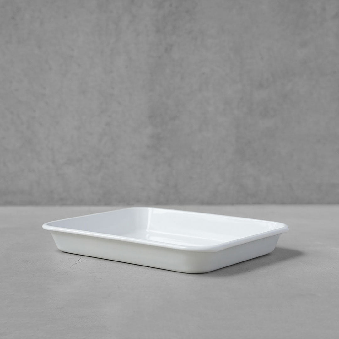 Noda Horo Enamel Baking Tray (White) 21-Count
