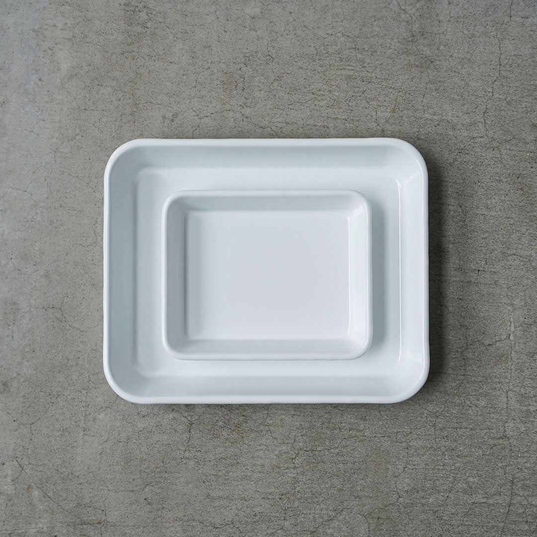 Noda Horo Enamel Baking Tray (White) 21-Count