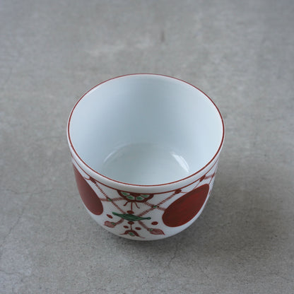 Kutani Ware Iroe Aka Dama Rakumon (Red Ball Rakumon)