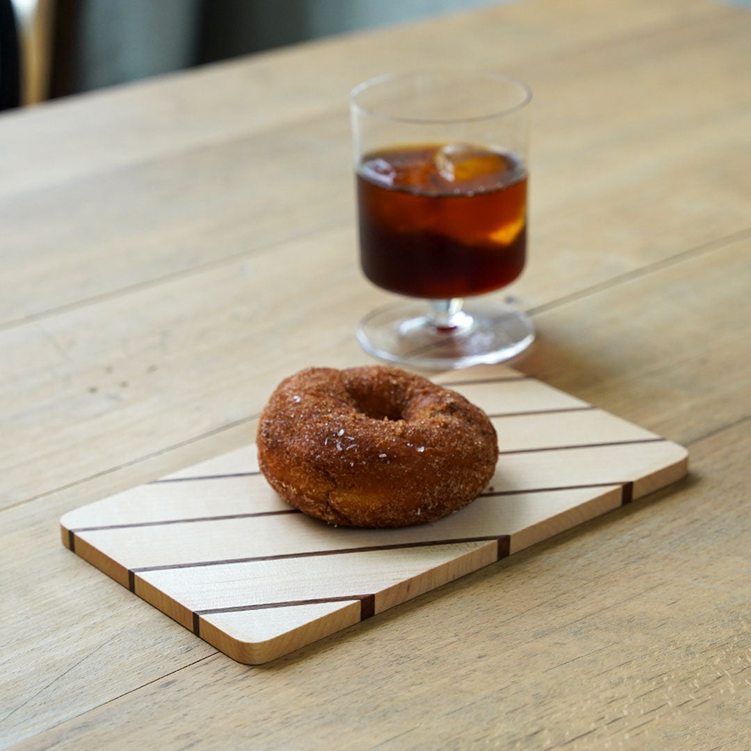 Hiroyuki Watanabe Parquet Tray - Regimental Stripe (Maple/Cherry, Glass Coating)
