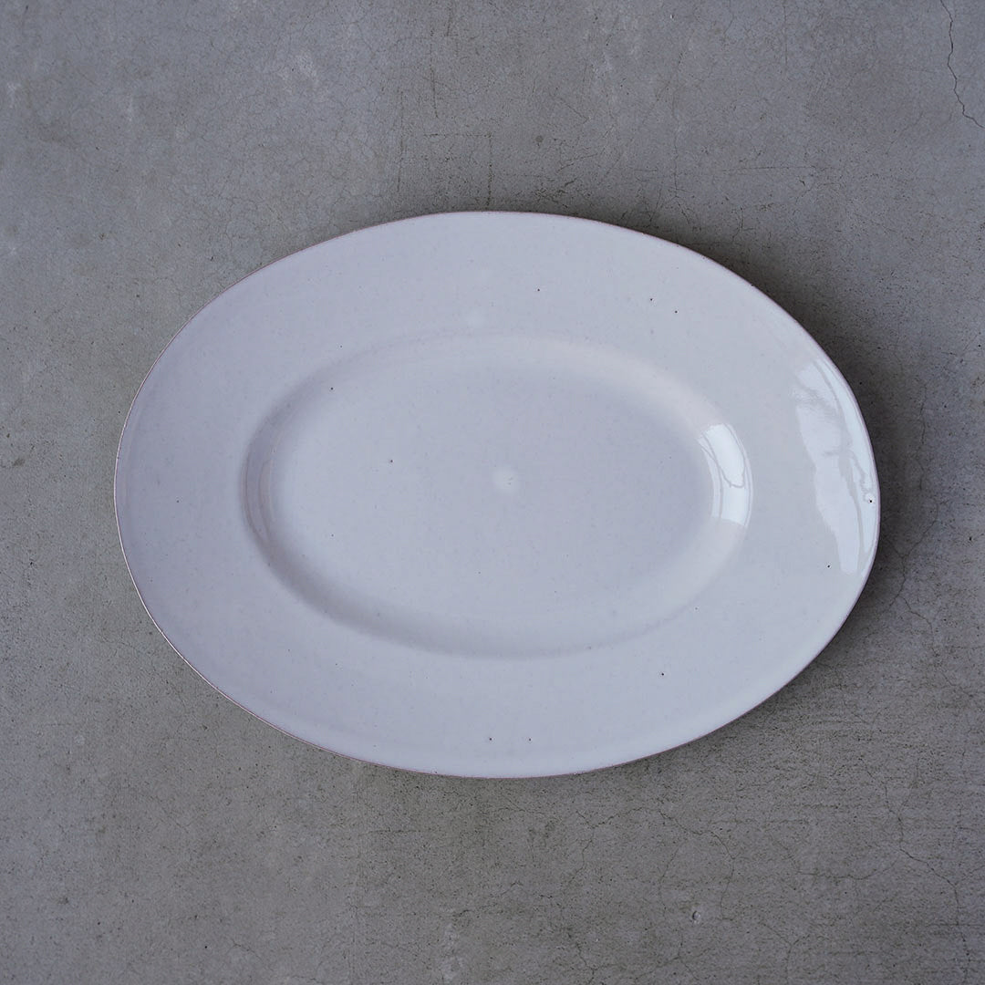 marais oval plate large white red clay
