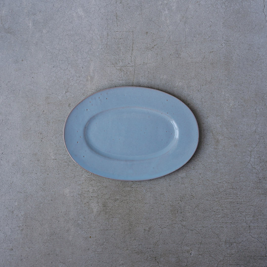 marais / Mare oval plate, small, blue, red clay