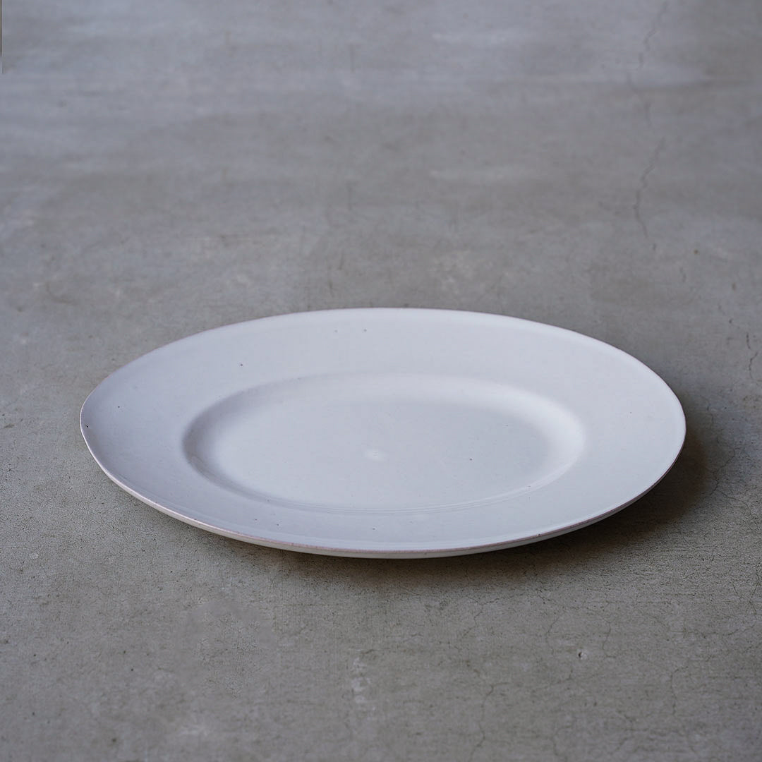 marais oval plate large white red clay