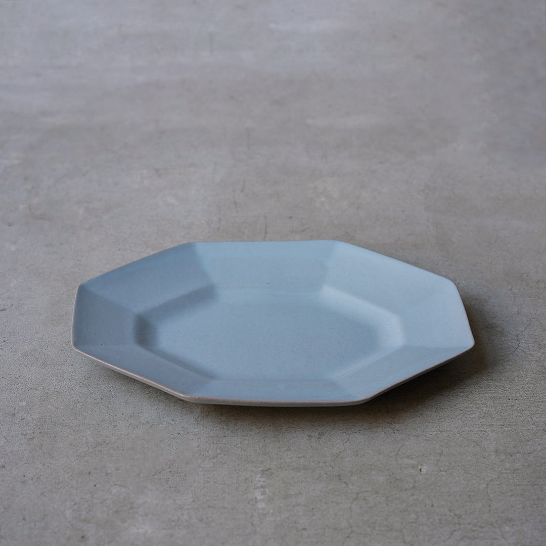 marais Octagonal Plate (L), blue, red clay