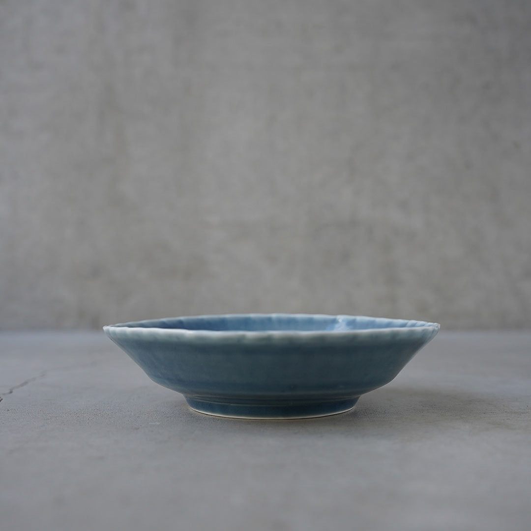 Pale blue Ruri five-inch flower-shaped bowl