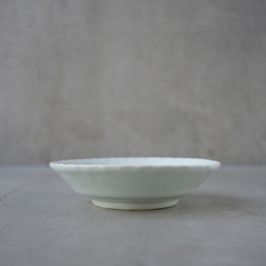White porcelain fluted 5-inch serving bowl