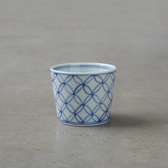 渓山窯 染付七宝そば猪口