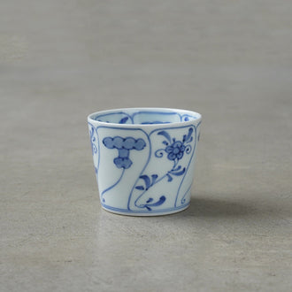 渓山窯 染付内外捻なずなそば猪口