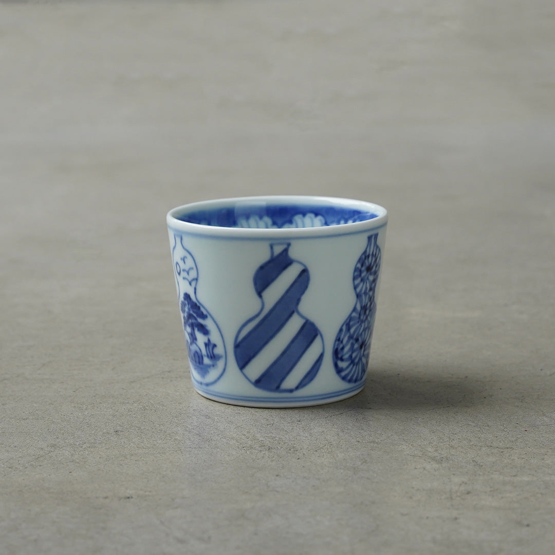 Keizan Kiln Sometsuke Gourd (Good Health) Soba Choko
