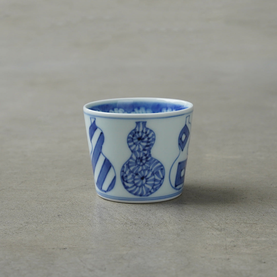 Keizan Kiln Sometsuke Gourd (Good Health) Soba Choko