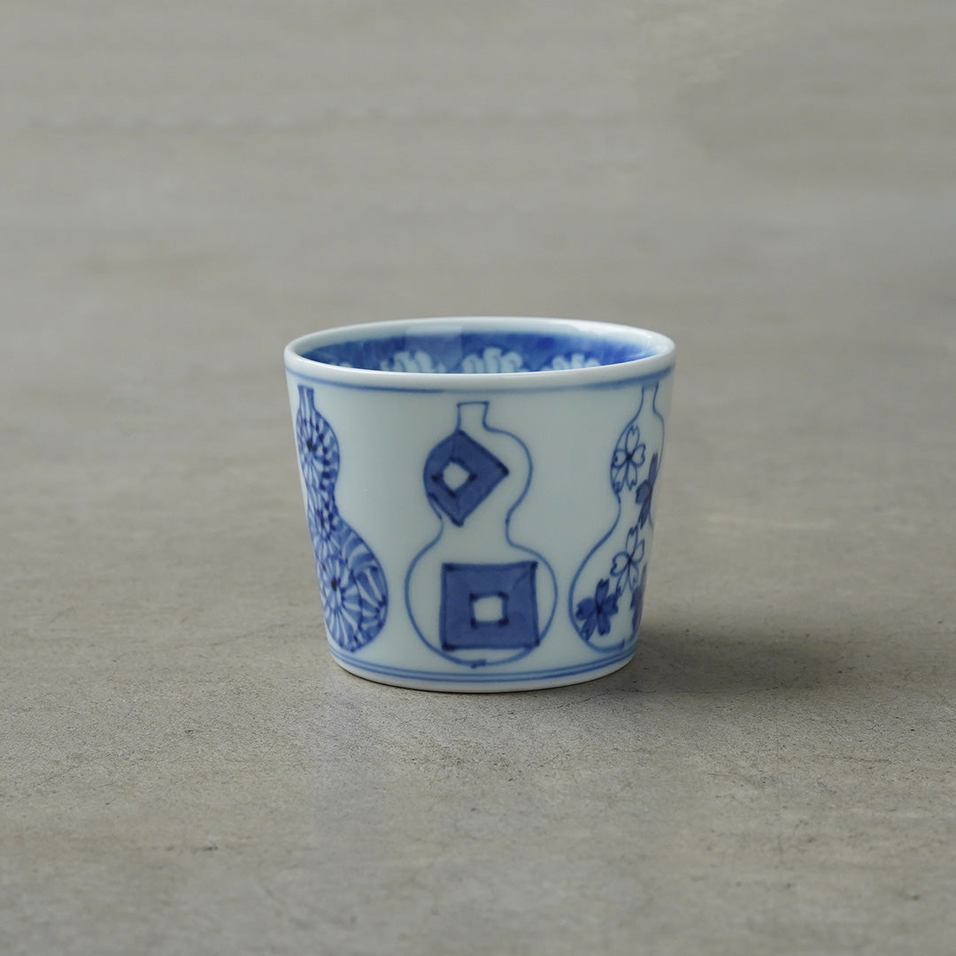 Keizan Kiln Sometsuke Gourd (Good Health) Soba Choko