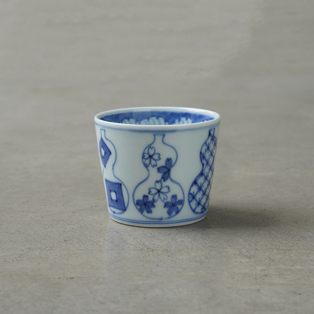Keizan Kiln Sometsuke Gourd (Good Health) Soba Choko