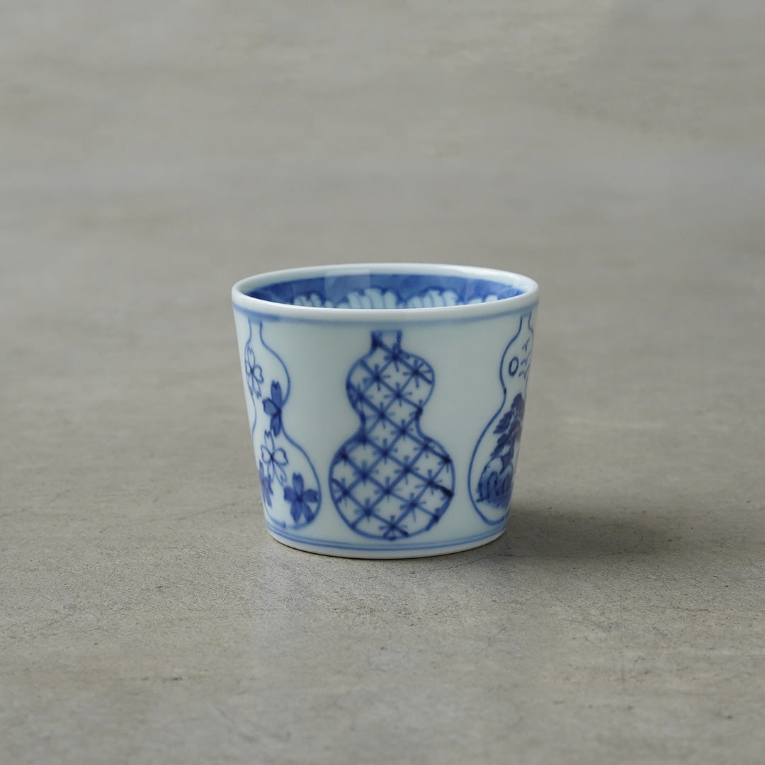 Keizan Kiln Sometsuke Gourd (Good Health) Soba Choko