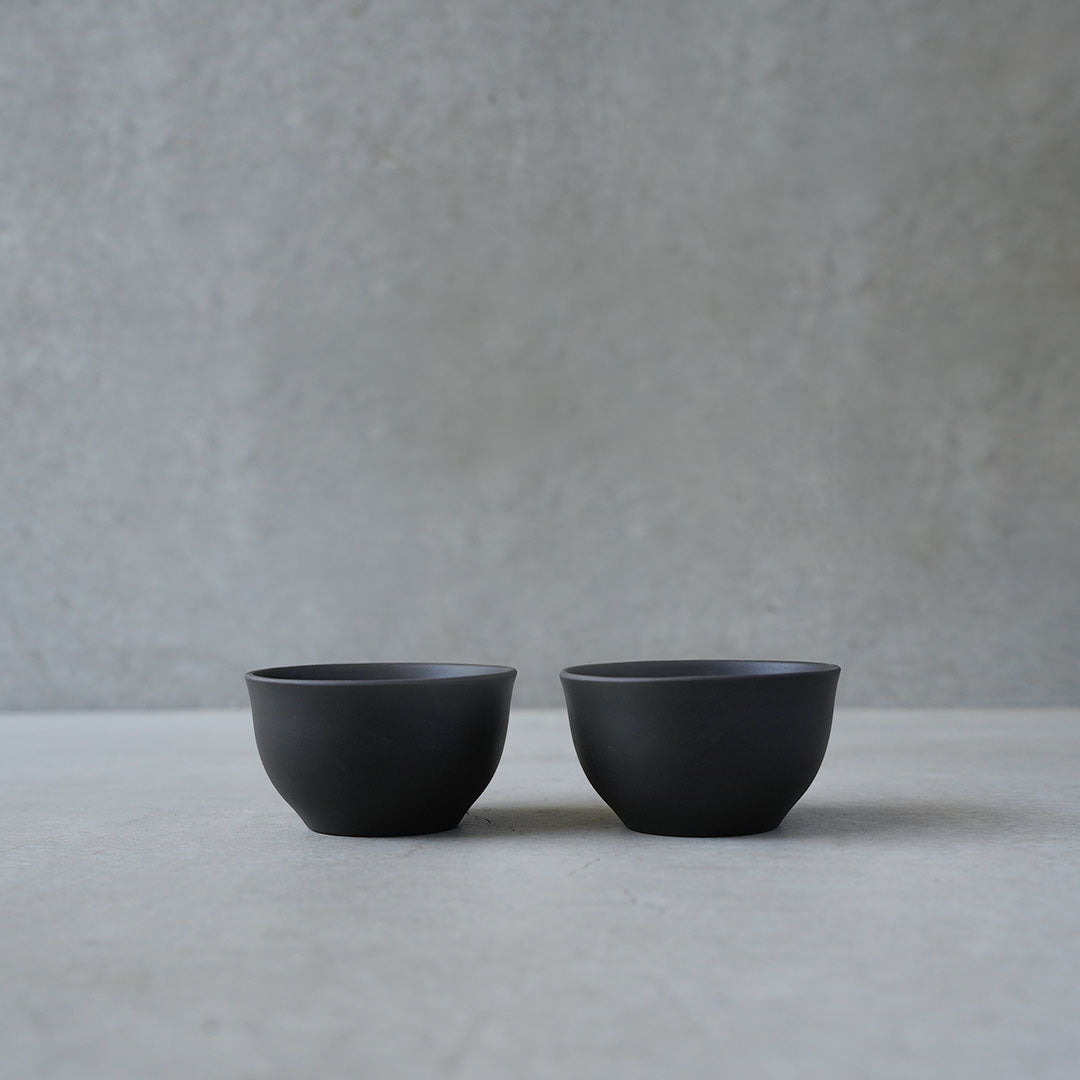 Modern Tokoname-yaki Teacups - JINSUI "iroiro" 07 Black | Set of 2