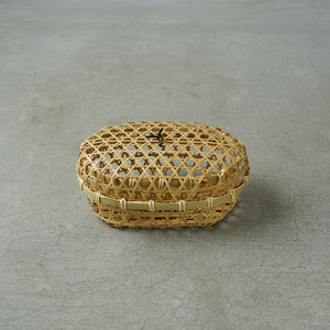 南風工藝 六つ目小判篭フタ付白