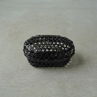 南風工藝 六つ目小判篭フタ付黒