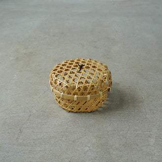 南風工藝 六つ目丸篭フタ付白