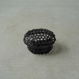 南風工藝 六つ目丸篭フタ付黒