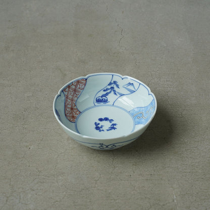 渓山窯 染錦捻祥瑞5寸鉢(なます皿)